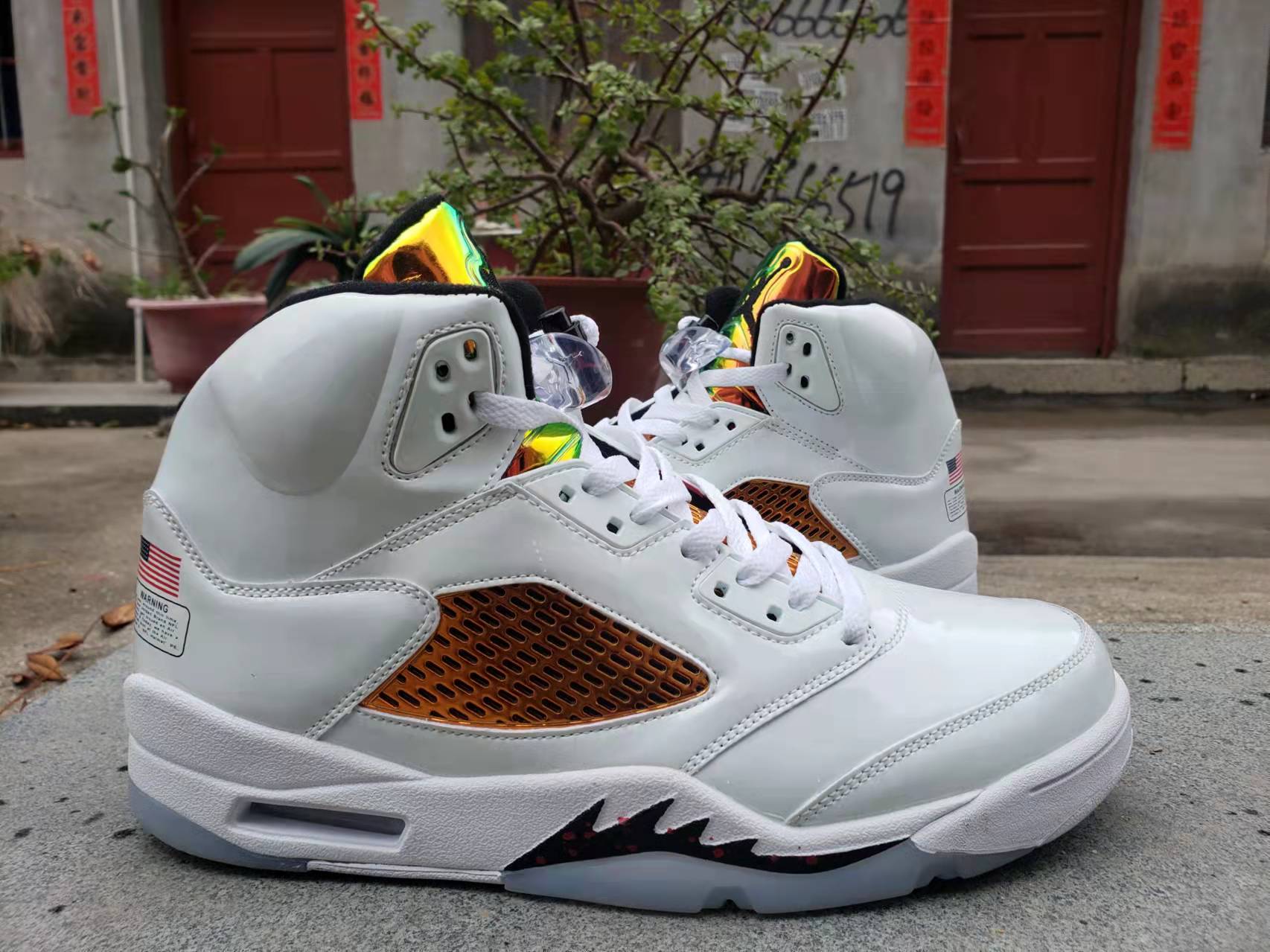 2022 Air Jordan 5 Helmet Grey Yellow Black Shoes